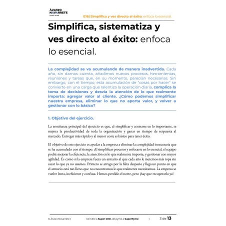 Simplifica y sistematiza. Ves directo al éxito: enfoca lo esencial