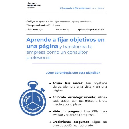 Aprende a fijar objetivos en una página y transforma tu empresa como un consultor profesional