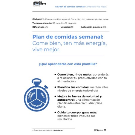 Plan de comidas semanal: Come bien, ten más energía, vive mejor