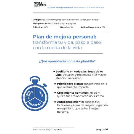 Plan de mejora personal: transforma tu vida, paso a paso con la "rueda de la vida"