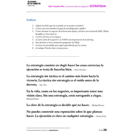 Aprende de ESTRATEGIA  con 20 KPIs y conviértete en un experto