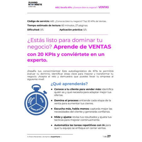 Aprende de VENTAS con 20 KPIs y conviértete en un experto