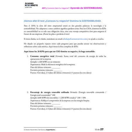 Aprende de SOSTENIBILIDAD con 20 KPIs y conviértete en un experto