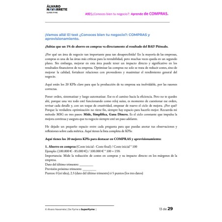 Aprende de COMPRAS y aprovisionamiento con 20 KPIs y conviértete en un experto