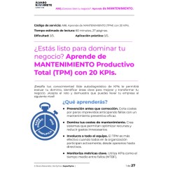 Aprende de MANTENIMIENTO Total Productivo (TPM)con 20 KPIs y conviértete en un experto