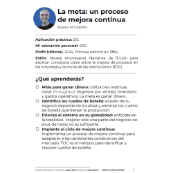La Meta: Un proceso de mejora continua de Eliyahu M. Goldratt